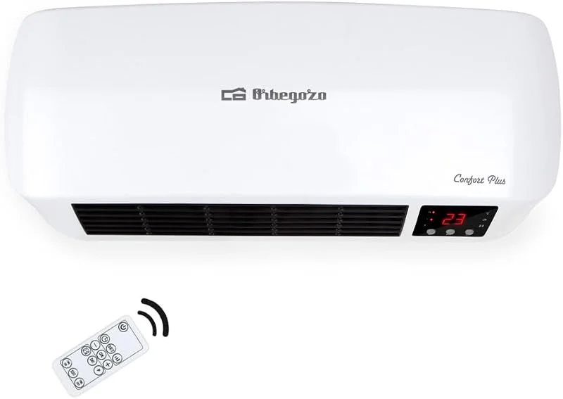 Orbegozo SP 6000, Aquecedor para banheiro, 2000 W, 2 níveis de calor, elementos cerâmicos PTC, programação diária e semanal, termostato digital, controle remoto, proteção contra superaquecimento, cor