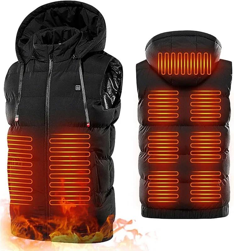 Chaleco Calentado USB con 9 Zonas de Calor, Chaleco Calefactado Eléctrico Lavable, Chalecos Termico Exteriores, 3 Temperatura Ajustable, para Moto, ciclismo, senderismo — Cozinha e lar