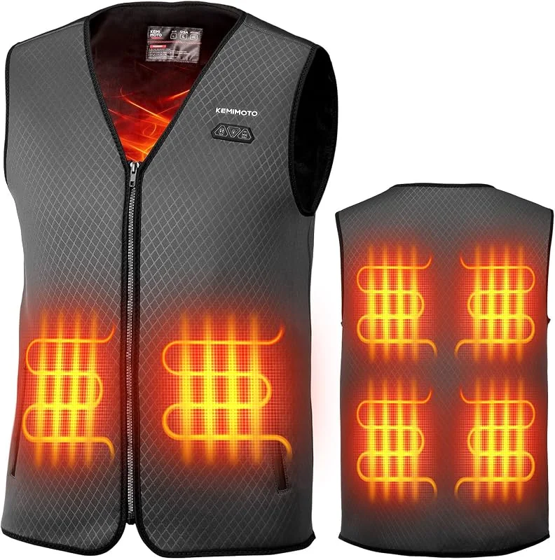 KEMIMOTO Colete térmico para homem, design leve, colete aquecedor, colete de caça aquecido, bateria não incluída, colete térmico elétrico — Cozinha e lar