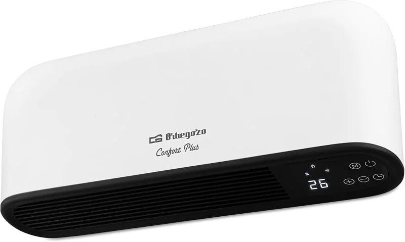 Orbegozo SPW 8000 Aquecedor de casa de banho Wi-Fi, 2000 W, 2 níveis de calor, elementos cerâmicos PTC, função ventilador, termostato digital, 45, 1 x 9, 8 x 19, 6 cm, montagem na parede — Aquecimento