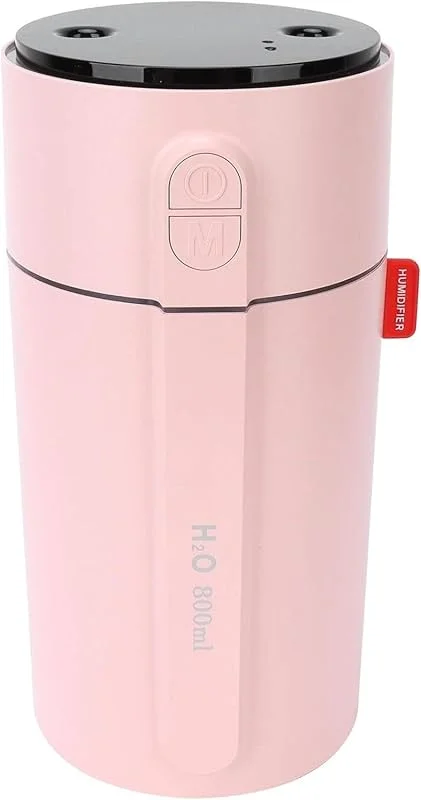 Humidificador de aire, humidificador pequeño rosa, humidificador de aire con pantalla inteligente de doble pulverización USB for el hogar y la Oficina