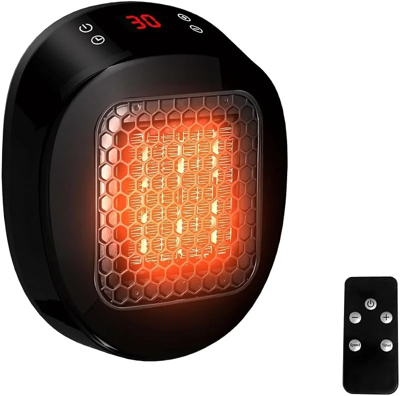Calefactor de Enchufe con Mando A Distancia, Calefactor Cerámico con Termostato y Temporizador de 12 H, para Habitaciones de hasta 10 M², 25 M³. Enchufe UE. — Aquecimento