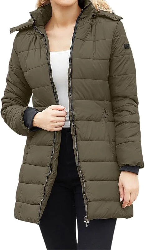 Generisch Chaqueta térmica impermeable para mujer con extraíble y reversible, para días fríos de invierno, ropa exterior de manga larga con prácticos bolsillos, ideal para el día a día y el tiempo — Roupa aquecida