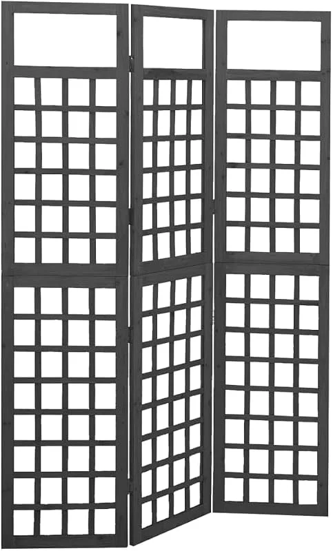 vidaXL Biombo, treliça de 3 painéis madeira de abeto preto 121 x 180 cm — Humidificador