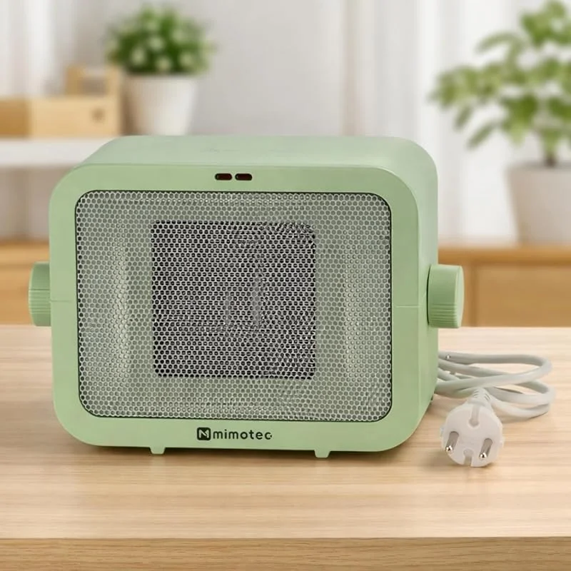 M mimotec - Aquecedor cerâmico elétrico Green Scatola 1500W, potência regulável 750 – 1500 W, silencioso, proteção contra sobreaquecimento, aquecedor portátil para interior