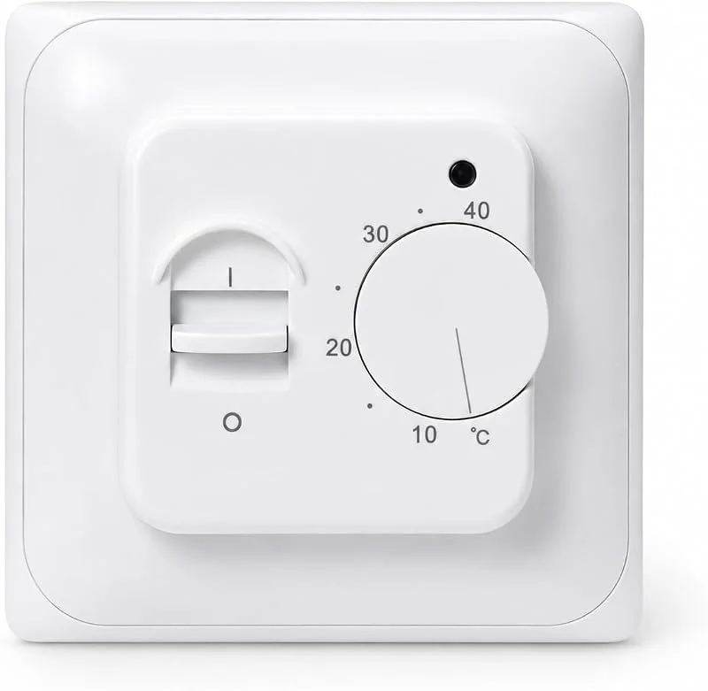 Termostato manual para aquecimento por piso radiante, branco