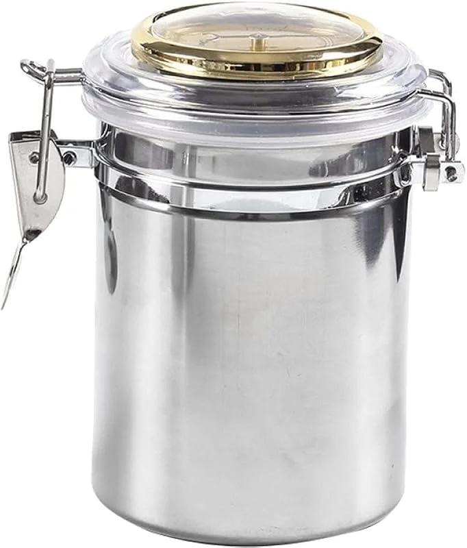 Humidor de charutos, frasco de humidificador de aço inoxidável com higrômetro, caixa de humidade para tabaco, café, chá, doces