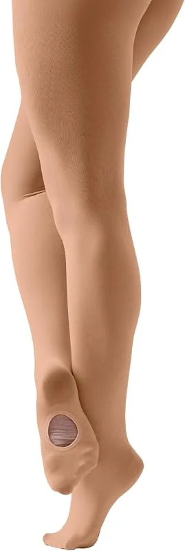 Leggings de ballet convertíveis em tecido de 70 denier de alto desempenho, para meninas e mulheres em rosa e castanho — Roupa aquecida