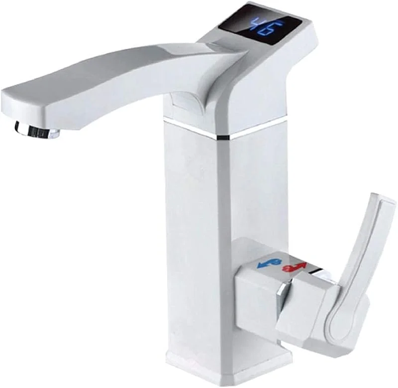 Grifo de Agua de una Sola manija con Pantalla LED de Temperatura, Grifo para Fregadero de Cocina, grifos de Agua eléctricos de Calentamiento rápido de 3000W, Grifo Basinxer — Aquecimento