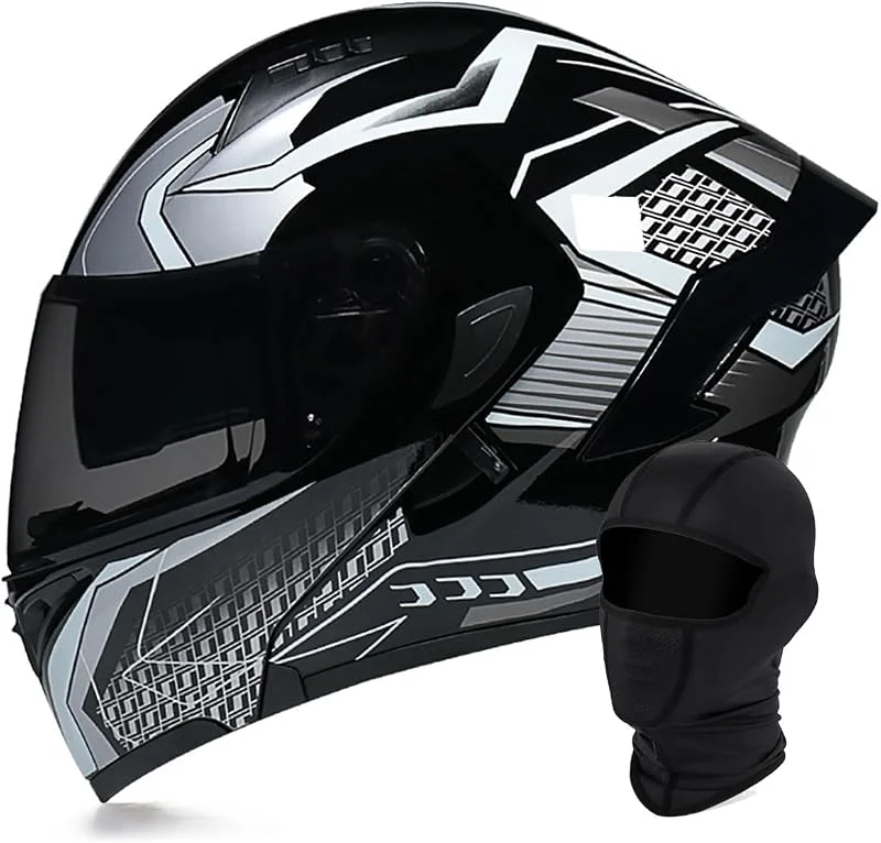 Capacete de motocicleta modular integral rebatível, viseira anti-embaciamento de lente dupla, aprovado pela ECE, capacete integral anticolisão para homens e mulheres — Cozinha e lar
