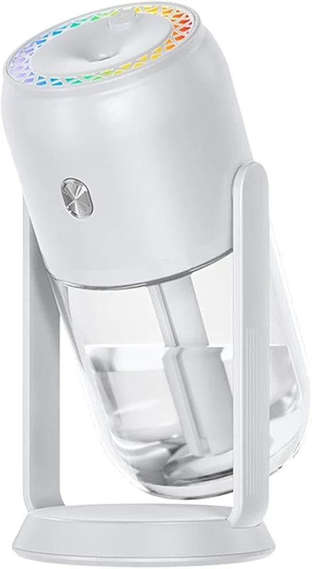 Humidificador pequeño 2 en 1 de 280 ml, humidificador de luz nocturna con 2