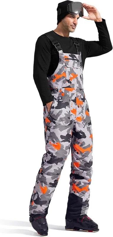FREE SOLDIER Calças de esqui para homem, softshell, impermeáveis, isoladas, quentes, resistentes ao vento, com peito de esqui (camuflagem XL, 32) — Roupa aquecida