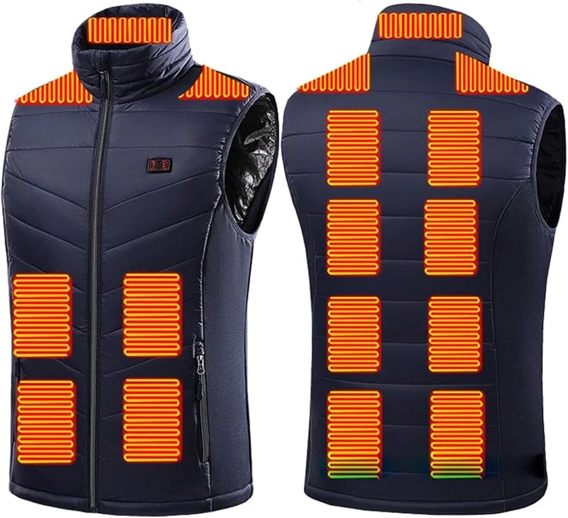 Chaleco calefactable con 3 Niveles de calefacción y 15 Zonas de Calor. Ligero, Lavable, Ideal for Actividades al Aire Libre en Invierno (Pilas no Incluidas).(Bleu, M(50-55kg)) — Cozinha e lar