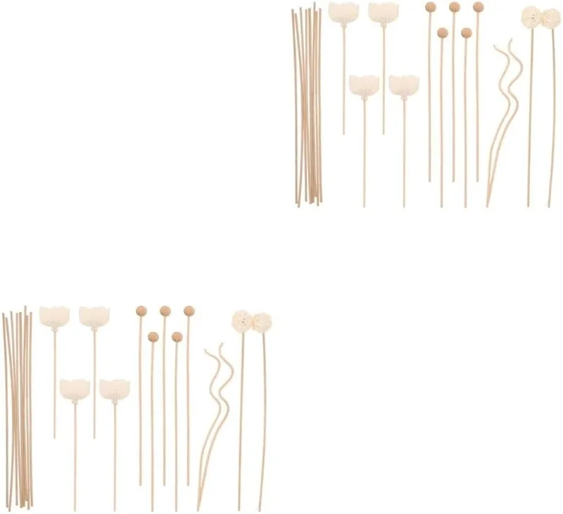 2 Juegos Difusor de Varillas Forma de Flor, Rattan Natural Beige — Humidificador