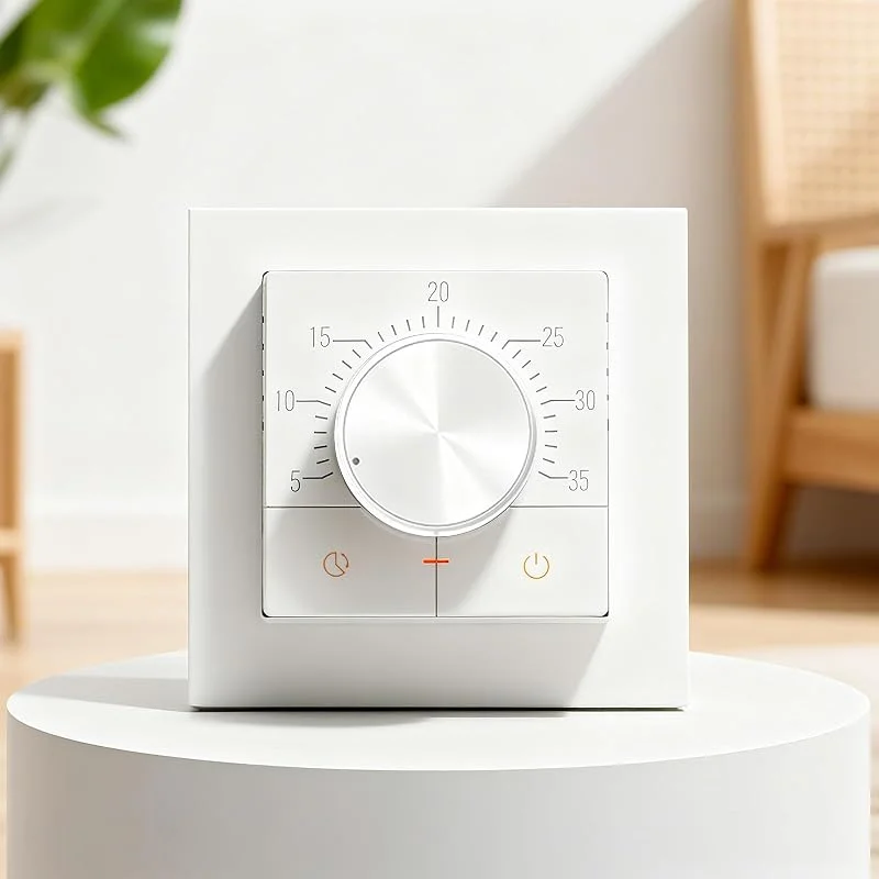 HEATIT Termostato para aquecimento por chão, termostato elétrico manual não programável, ampla voltagem 100 V-240 V, cor branca