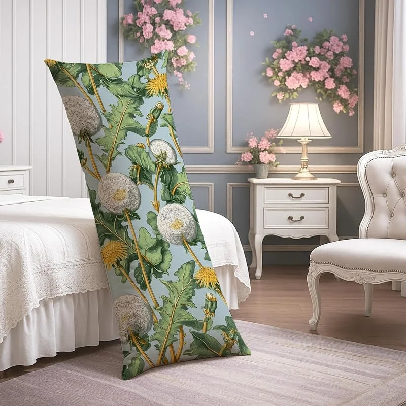 Fundas de almohada de cuerpo floral, patrón de diente de león, vintage, bohemio, suave, terciopelo, funda de almohada lumbar con cremallera, 20 x 54 pulgadas, funda de almohada decorativa para cama — Aquecimento