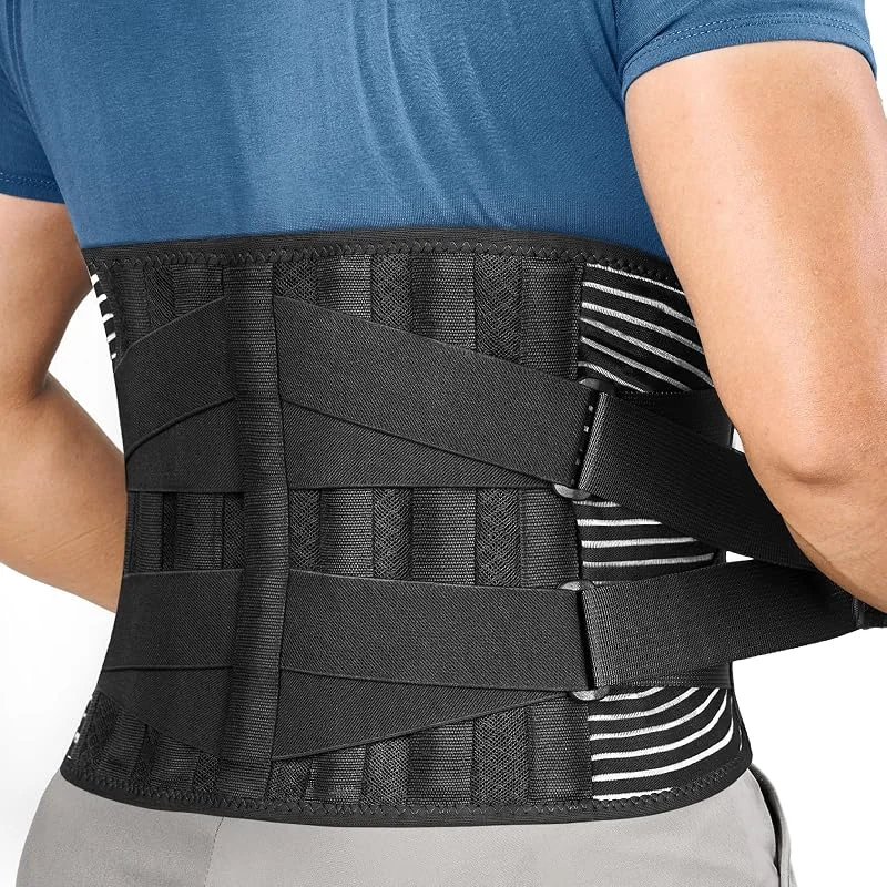 FREETOO Faixa Lombar Para Homem e Mulher com 6 varetas de suporte, Cinturão Lombar com Ajuste Duplo, Faixa Lombar Respirável Homem Trabalho (XXL (cintura: 140cm-170cm)) — Aquecimento