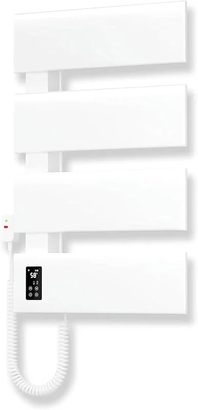 Radiador toalheiro elétrico baixo consumo aquecedor fibra de carbono, 530 × 450 mm toalheiro casa de banho 100 W, controlo tátil LED temperatura tempo, IPX4 — Aquecimento