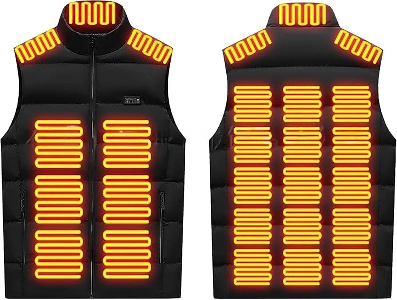 Colete aquecido para homem e mulher, com 26 almofadas térmicas, 3 níveis temperatura, casaco aquecido, casaco aquecido inverno (01, preto, tamanho 3XL) — Cozinha e lar