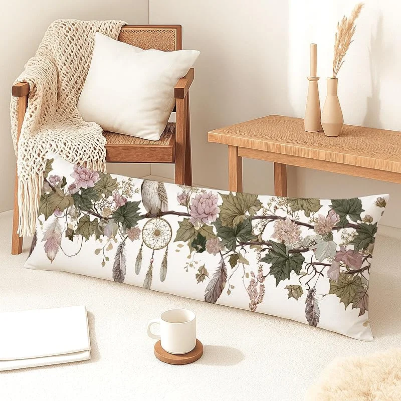 Funda de almohada floral para el cuerpo, funda de almohada lumbar larga de terciopelo suave con cremallera, decoración vintage inspirada en la naturaleza para cama, sofá, 20 x 54 pulgadas — Aquecimento