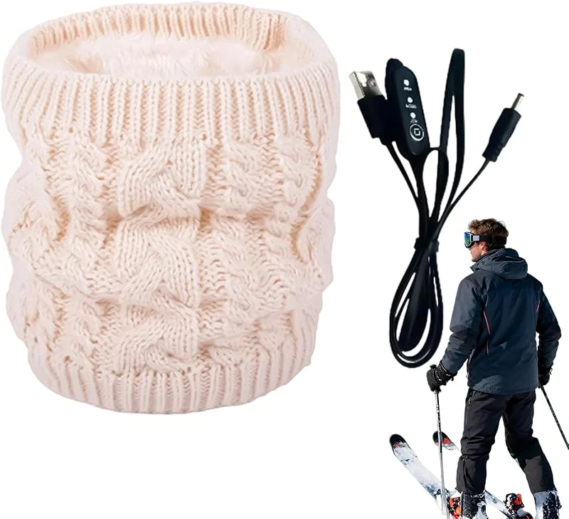 Bufanda térmica eléctrica de punto para mujer, bufanda de invierno con cubierta de lana para oreja, mujer, hombre, esquí, snowboard, viaje en la nieve, invierno — Roupa aquecida