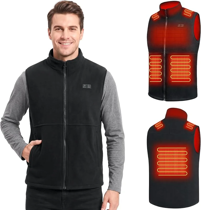 seenlast Colete aquecido para homem, casaco aquecido com bateria de 10000 mAh, com 3 níveis de temperatura, 6 zonas de aquecimento, lavável, colete térmico polar para o inverno — Cozinha e lar