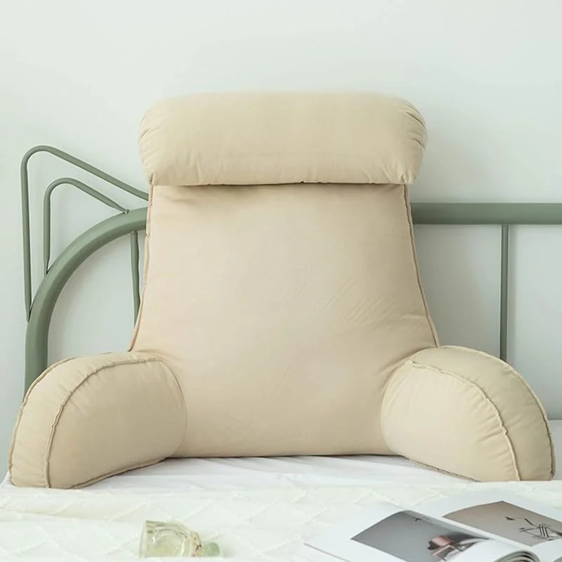 Almofada de leitura com costas e braços, almofada lombar para encosto, almofada para o pescoço, almofada incluída, ideal para sentar na cama, ler, brincar e ver televisão, 75 x 40 x 50 cm — Aquecimento