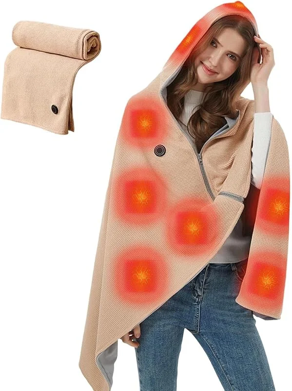 Manta Chal Con Calefacción Chal con Capucha Ponible con 3 Niveles de — Roupa aquecida