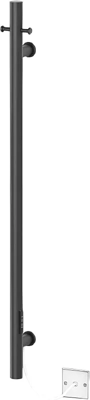 Manissa Aquecedor de toalhas e roupões elétrico cor preta barra vertical para pendurar na casa de banho, aço inoxidável, 1100 mm de altura x tubo de 38 mm — Aquecimento