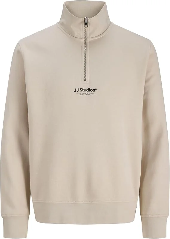 JACK & JONES JJESOHO Sweat Quarter Zip HN Noos Sweatshirt de homem verde regular — Roupa aquecida