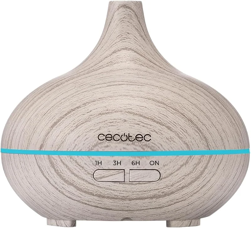 Cecotec Humidificador Ultrassónico com Difusor de Aromas Pure Aroma 300 Yang White. Depósito de até 300 ml, 7 Cores LED Ajustáveis, Temporizador 10 h, Ultra-silencioso, Função de Aromaterapia