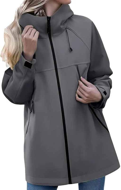 TOFOTL Capa de chuva impermeável casaco mulher entretempo Softshell Gabardina casaco inverno longo desporto Softshell impermeável amarelo mulher — Roupa aquecida