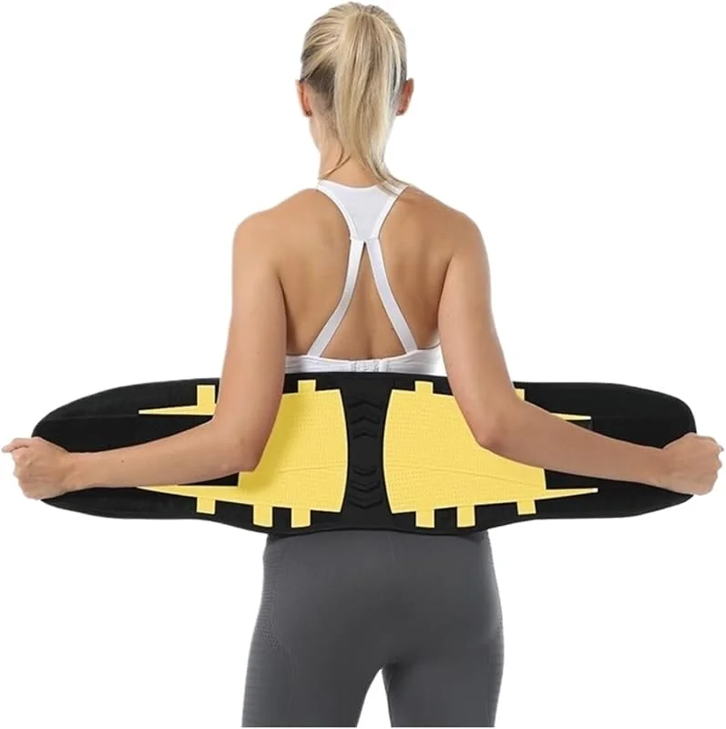 Suporte de cintura faixa lombar ajustável para alívio da dor lombar, cinto de descompressão lombar, para escoliose, hérnia discal, ciática e correção da postura (amarelo, XL) — Roupa aquecida