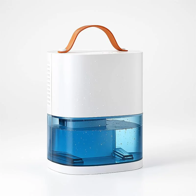 Prem-i-air Deshumidificador compacto, 240 ml, dia, tanque de 0, 9 l, ultra silencioso de 45 dB, economia de energia de 25 W, desligamento automático, ABS branco, portátil com alça