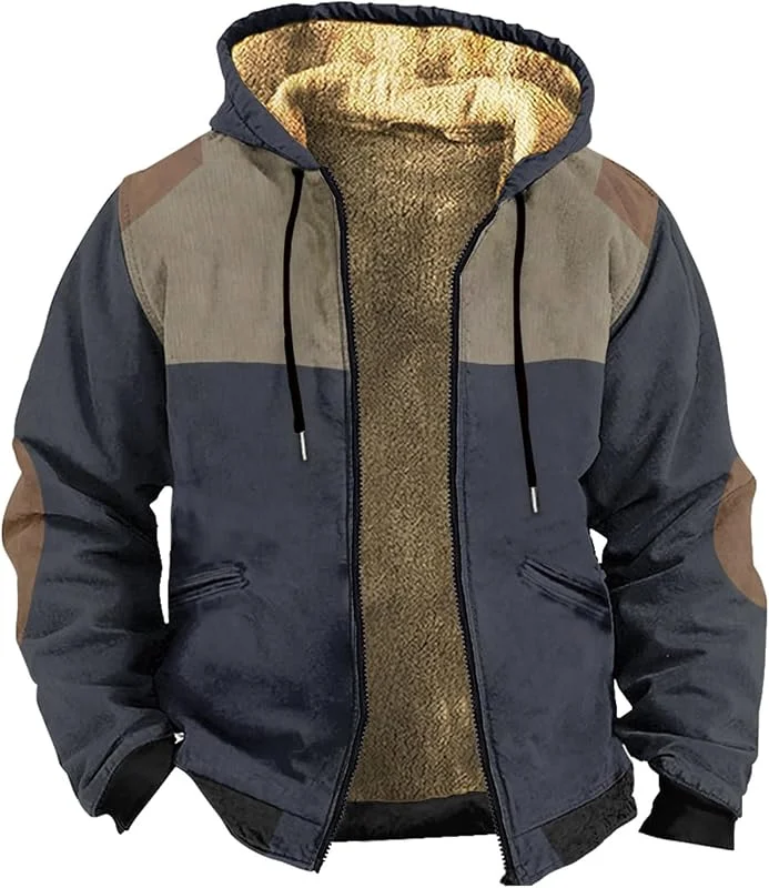 Genérico Abrigo Cálido para Hombre Mangas Largas con Capucha Chaqueta de Pluma Ultra Ligero Ligera Cremalleras Suelta algodón al libre Acolchada Ropa Superior Holgado y Cómodo — Roupa aquecida