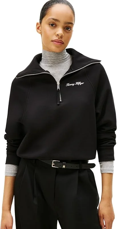 Tommy Hilfiger Sudadera con Cremallera Mujer Classic Script Fleece Media Cremallera — Roupa aquecida