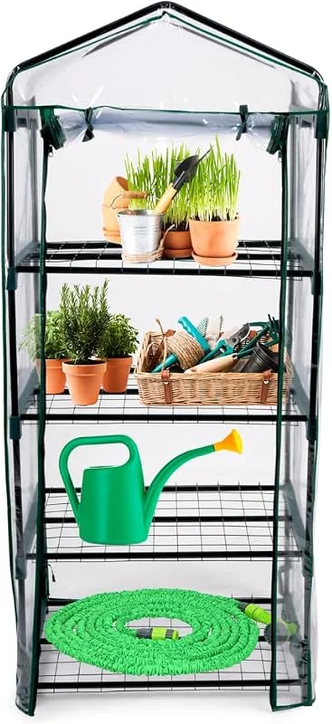 Kinzo Estufa cultivada de 69 x 49 x 160 cm - jardim para cultivo de legumes - planta compacta de 4 plantas - transparente e verde — Aquecimento
