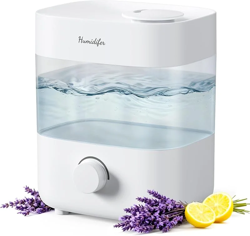 Humidificadores para quarto, tanque de 2 litros para 15 horas, tempo de névoa silenciosa de 20 dB, bicos duplos, desligamento automático, rotação para ajustar a intensidade da névoa