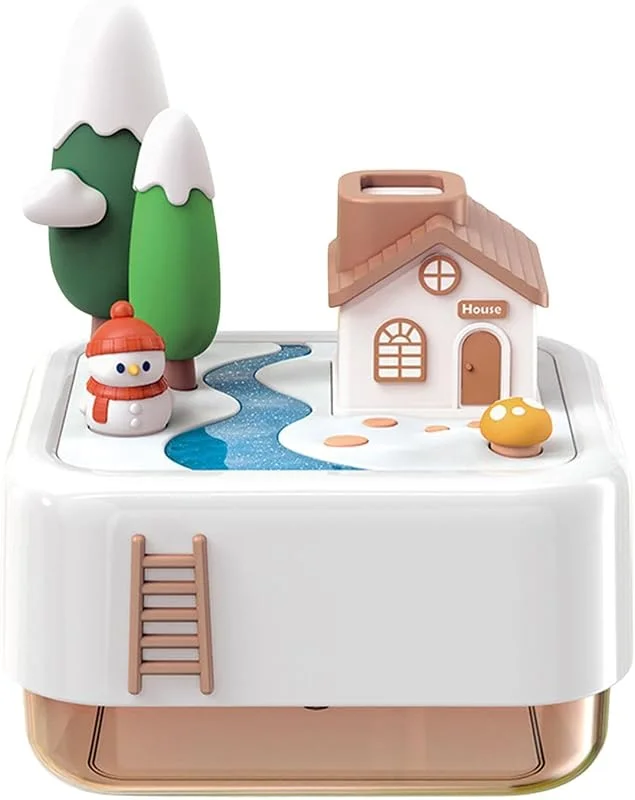 Humidificador para Escritorio Diseño Cabaña de Nieve Navideña con Enchufe