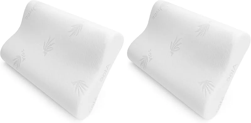 amuéblate online - Almofada cervical e pescoço viscoelástico almofada ortopédica para dormir, antiácaros antialérgico e respirável, ideal para dores no pescoço, capa aloé vera removível e lavável — Aquecimento