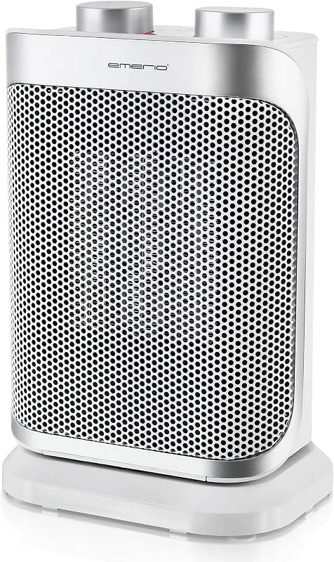 EMERIO Aquecedor de ventilador, para salas de até 15 m², 1500 W, IP21, elemento de aquecimento PTC (cerâmica), 2 níveis de calor, termostato ajustável, oscilante, função de ventoinha