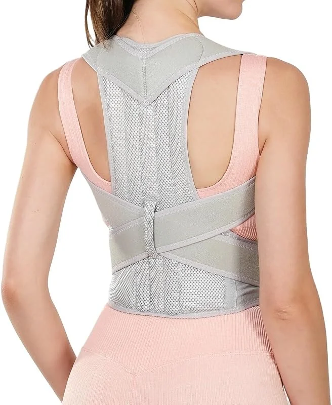 Tallas Grandes XS-5XL Corrector De Postura Ajustable Cinturón De Soporte para Cuello Hombros Y Espalda Faja Lumbar para Escoliosis Corrector De Columna para Corregir Joroba(Gary, M) — Roupa aquecida