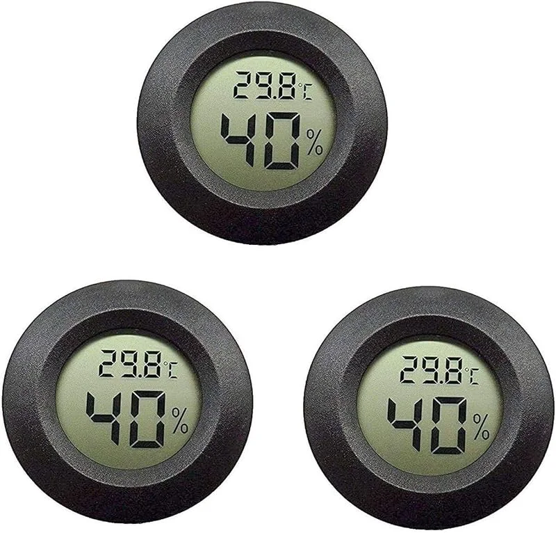 XMING Termómetro de higrómetro Digital LCD, medidor de Humedad al Aire Libre Interior Medidor de Temperatura para humidificadores Deshumidificadores Eashhouse Sótano Babyroom, Redondo Negro