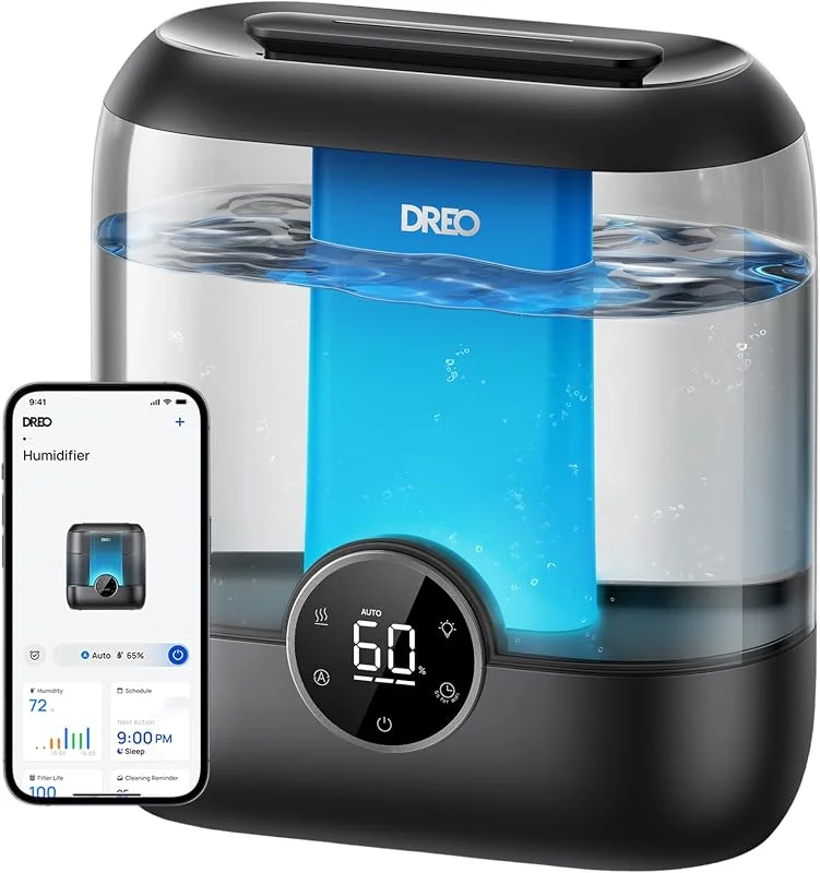 DREO Humidificador de bebé 6 l com sensor de humidade, 26 dB silencioso