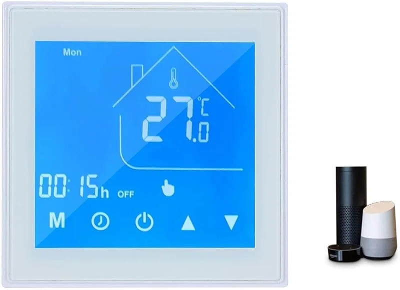 Termostato Inteligente WiFi Controlador de Temperatura WiFi Termostato de Ambiente Pantalla Táctil LCD Aplicación Ewelink Programable Semanal Control por Voz con Sensor — Aquecimento