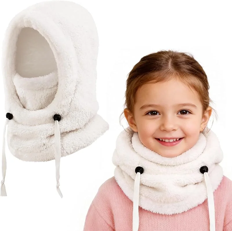 Balaclava térmico inverno para meninos meninas 3 - 10 anos, multifuncional à prova de vento ajustável máscara de esqui de ciclismo, chapéus gorro forro polar quente, aquecedor de pescoço máscara — Roupa aquecida