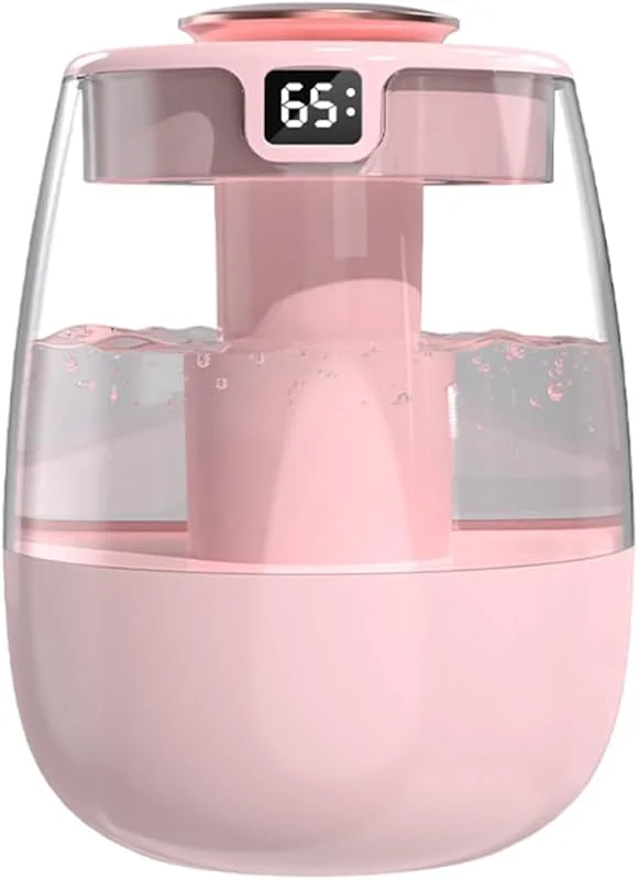 DONGKER Humidificador de doble pulverización, humidificador silencioso con pantalla digital USB de 1 litro con 2 modos de niebla y luz nocturna para coche, oficina, hogar y habitación