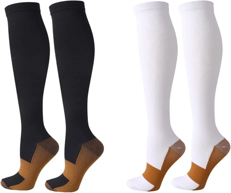Meias de compressão para mulheres e homens de 20 a 25 mmHg, 2 pares melhores desportos e médicos para correr, voar, viajar, enfermeiros — Roupa aquecida