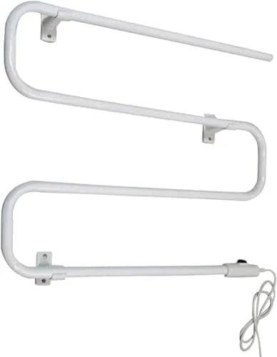 Toalheiro elétrico portátil de 580 x 730 mm para casa de banho, com tomada, cor branca — Aquecimento
