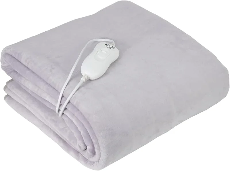 Adler AD-7425 Aquece camas elétricas, 60 W, 3 níveis de temperatura, lavável, 150 x 80 cm, proteção contra sobreaquecimento, forro polar, pérola, 150 x 80 cm